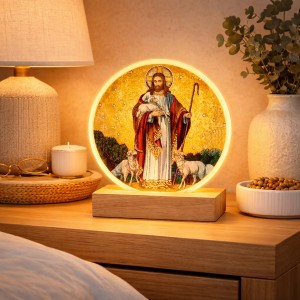 LUMINÁRIA DE MESA DE VIDRO COM BASE DE MADEIRA VIA USB REF: AP7814Y06