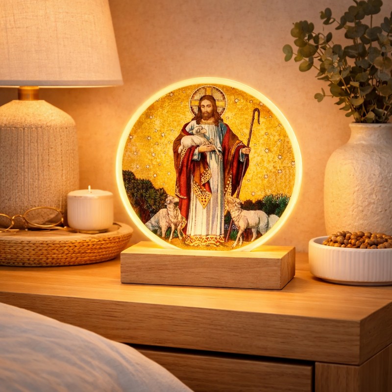 LUMINÁRIA DE MESA DE VIDRO COM BASE DE MADEIRA VIA USB REF: AP7814Y06