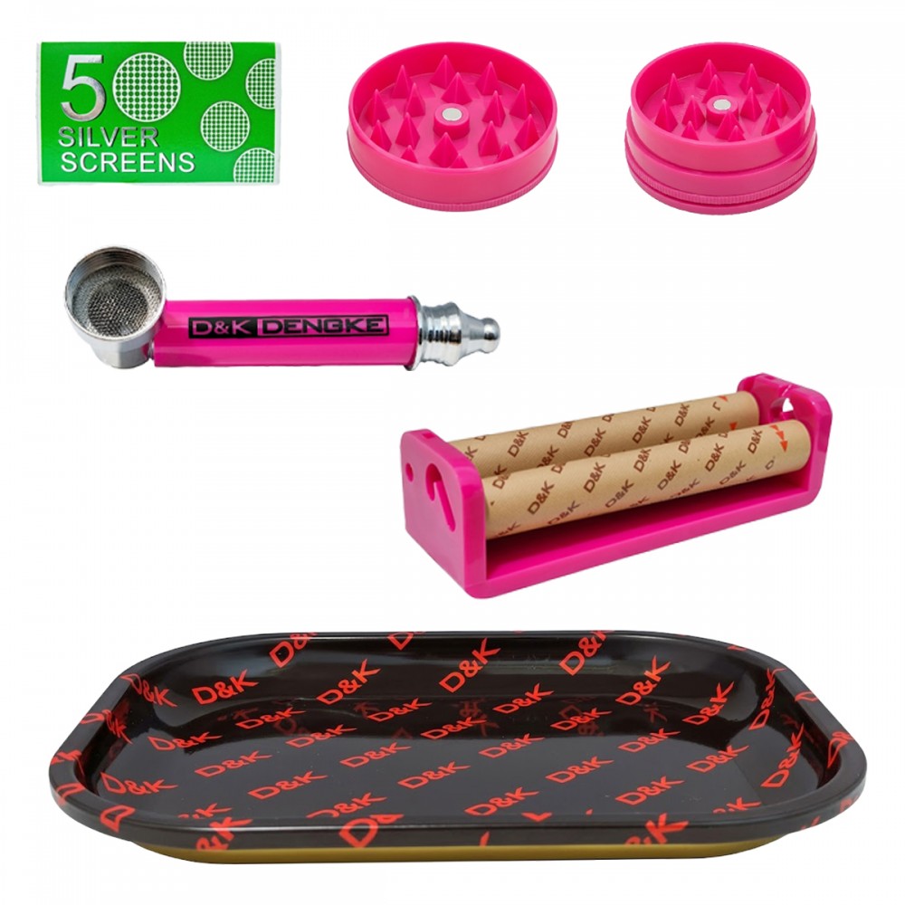 KIT BANDEJA, CACHIMBO, ENROLADOR E DICHAVADOR DE METAL E PLÁSTICO REF: APDK7169-1