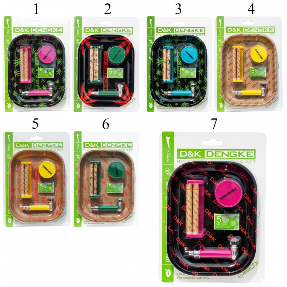 KIT BANDEJA, CACHIMBO, ENROLADOR E DICHAVADOR DE METAL E PLÁSTICO REF: APDK7169-1