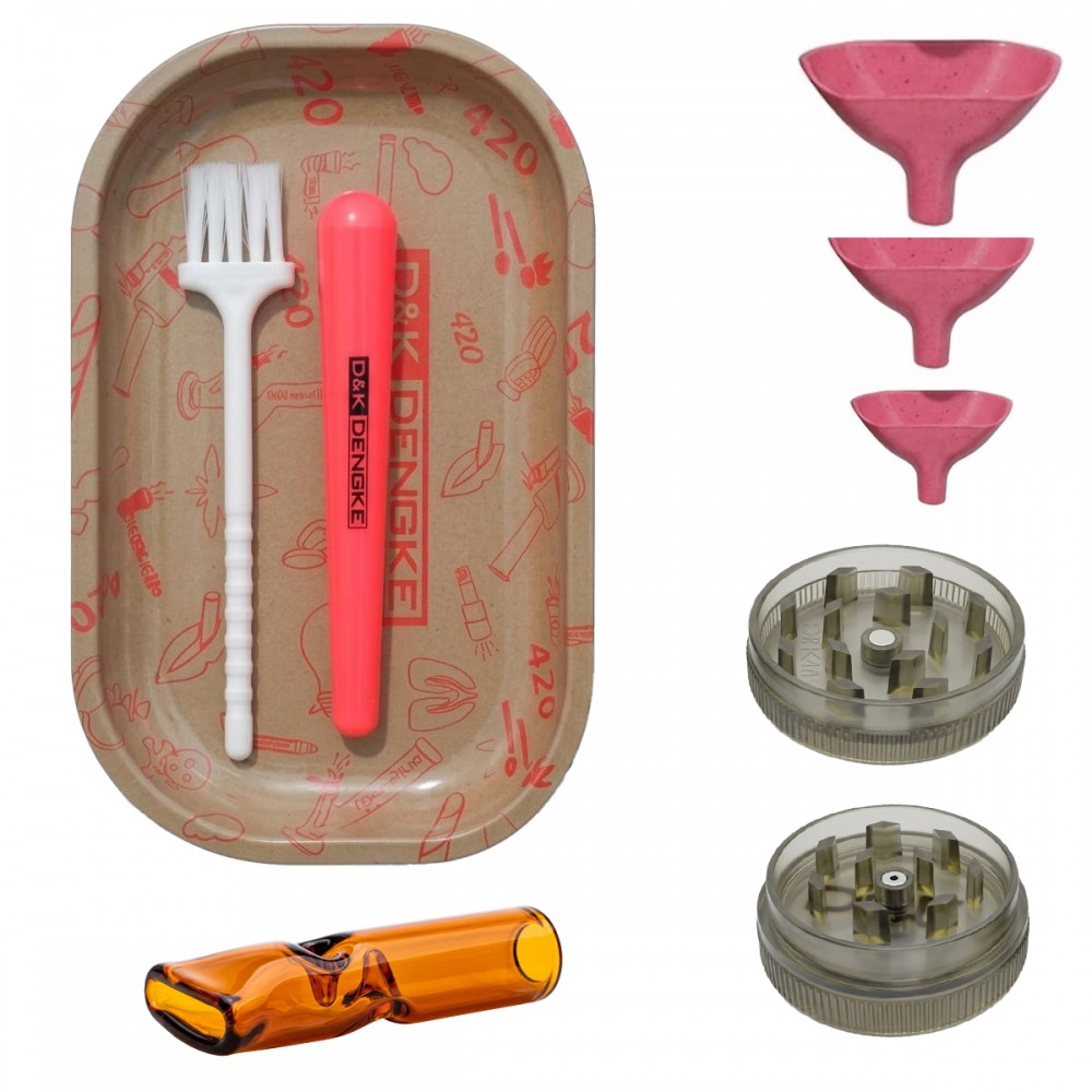 KIT TABACARIA COM 8 PEÇAS DE METAL, PLÁSTICO E VIDRO REF: APDK7171