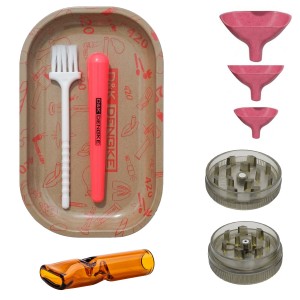 KIT TABACARIA COM 8 PEÇAS DE METAL, PLÁSTICO E VIDRO REF: APDK7171