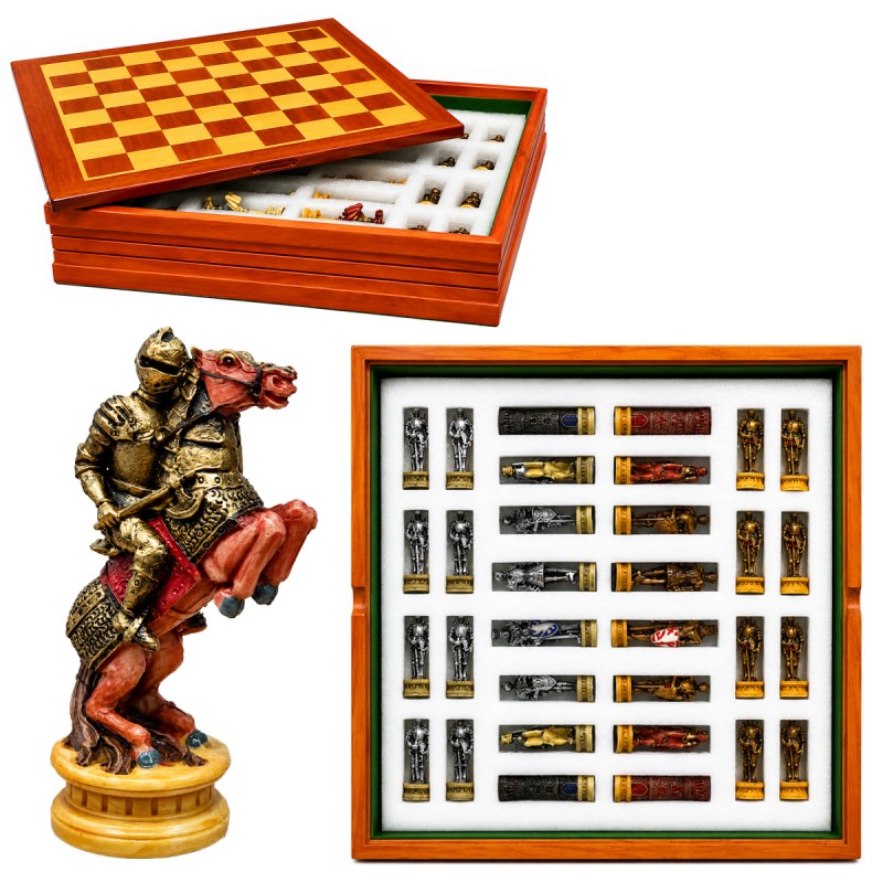 JOGO XADREZ DE MADEIRA MODELO MEDIEVAL REF: APR231-2 JOGO XADREZ DE MADEIRA MODELO MEDIEVAL REF: APR231-2