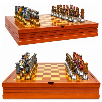 JOGO XADREZ DE MADEIRA MODELO MEDIEVAL REF: APR231-3