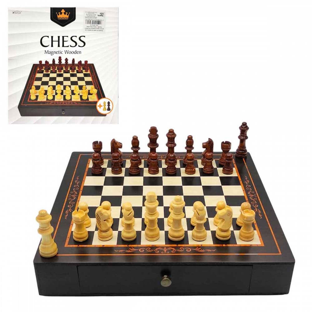 JOGO XADREZ TABULEIRO DE MADEIRA E PEÇAS MAGNÉTICAS DE PLÁSTICO REF: AP631-29
