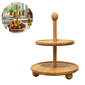 BANDEJA PETISQUEIRA DE 2 ANDARES DE MADEIRA E BAMBU REF: AP673B09