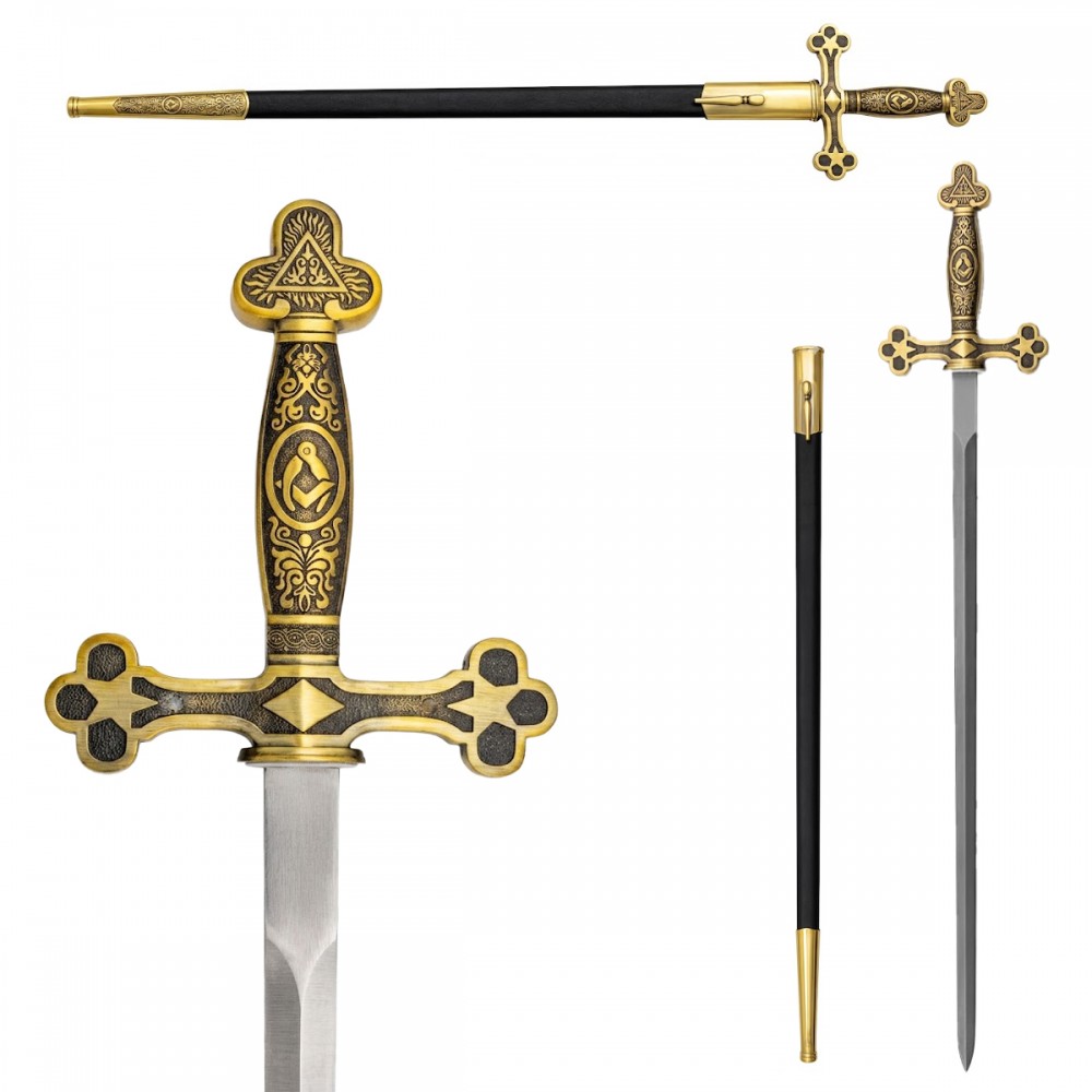 ESPADA DECORATIVA COM LÂMINA SEM CORTE DE METAL E SUPORTE DE MADEIRA REF: PFL132107 