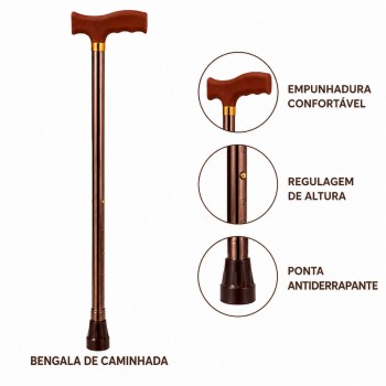 BENGALA DE APOIO DE ALUMÍNIO E PLÁSTICO COM REGULAGEM DE ALTURA REF: APD7-108