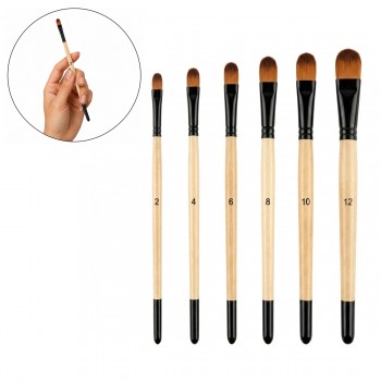 KIT 6 PINCÉIS DE MADEIRA E CERDAS DE NYLON DE USO ARTÍSTICO REF: AP248P03