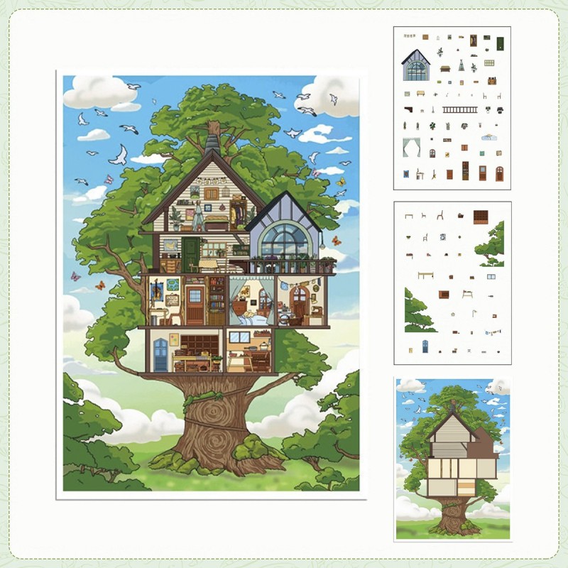 CARTELA COM ADESIVOS SORTIDOS DE  PLÁSTICO E CENÁRIO DE PAPEL REF: APZMZG