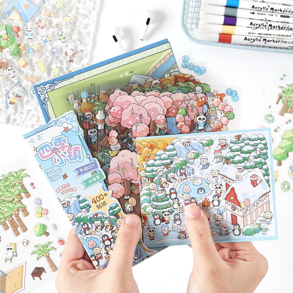 CARTELA COM ADESIVOS SORTIDOS DE PLÁSTICO E CENÁRIO DE PAPEL REF: APKADDYT
