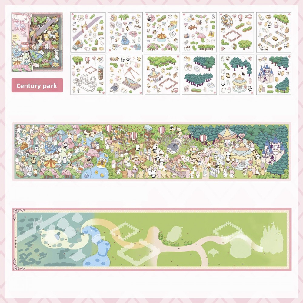 CARTELA COM ADESIVOS SORTIDOS DE PLÁSTICO E CENÁRIO DE PAPEL REF: APKADDYT