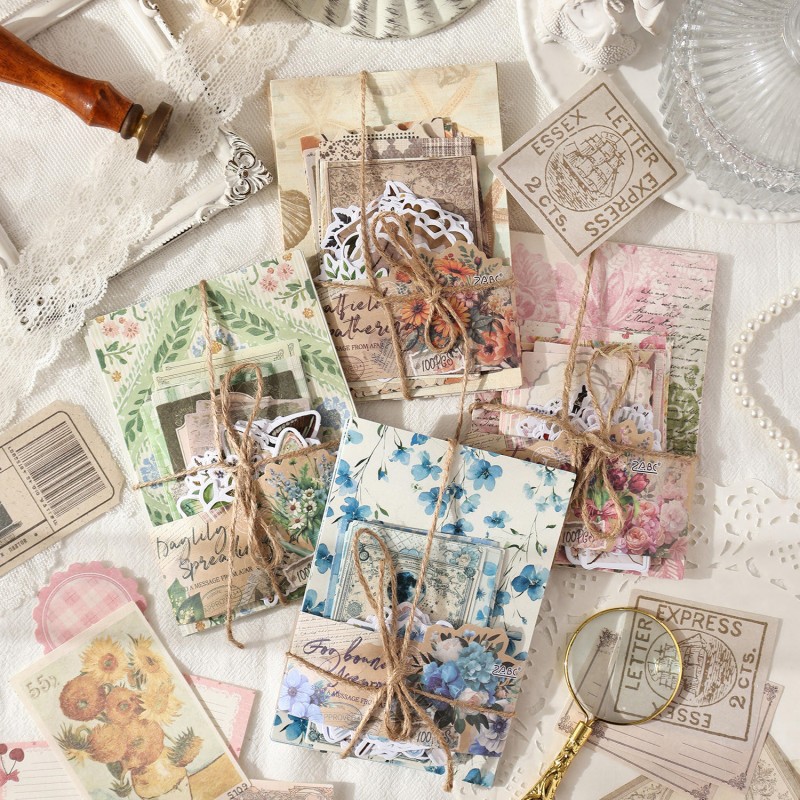 KIT DE SCRAPBOOK E PAPELARIA DECORATIVA COM 100 PEÇAS DE PAPEL REF: APYFZX