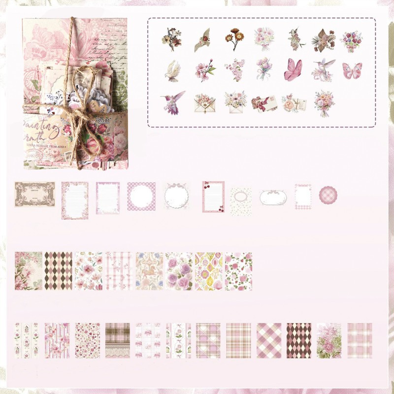 KIT DE SCRAPBOOK E PAPELARIA DECORATIVA COM 100 PEÇAS DE PAPEL REF: APYFZX