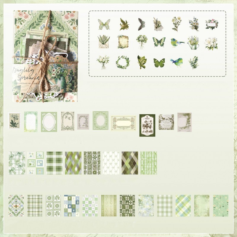 KIT DE SCRAPBOOK E PAPELARIA DECORATIVA COM 100 PEÇAS DE PAPEL REF: APYFZX
