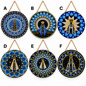 ENFEITE DECORATIVO DE CERÂMICA E CORDA MODELO NOSSA SENHORA REF: AP744Y02