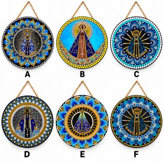 ENFEITE DECORATIVO DE CERÂMICA E CORDA MODELO NOSSA SENHORA REF: AP744Y03