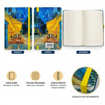 CADERNO COM 80 FOLHAS DE PAPEL PAUTADAS DE 80G/M2 MODELO VAN GOGH REF: AP971N02