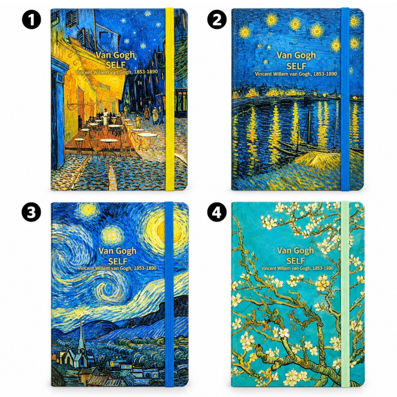 CADERNO COM 80 FOLHAS DE PAPEL PAUTADAS DE 80G/M2 MODELO VAN GOGH REF: AP971N02