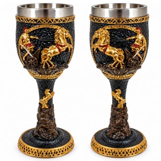 TAÇA DE INOX E RESINA 200ML MODELO MEDIEVAL REF: AP6031