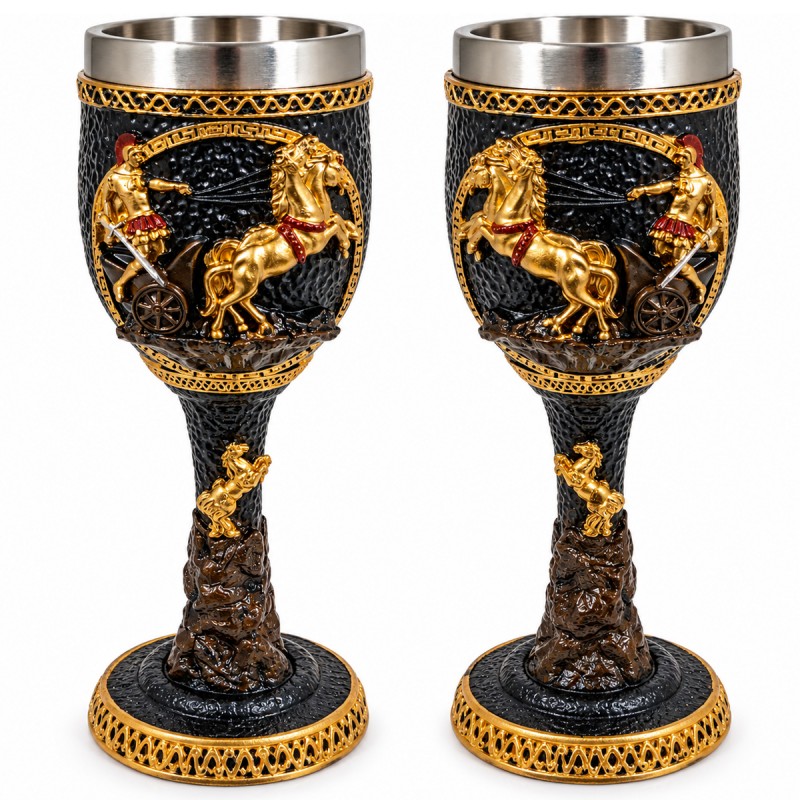 TAÇA DE INOX E RESINA 200ML MODELO MEDIEVAL REF: AP6031