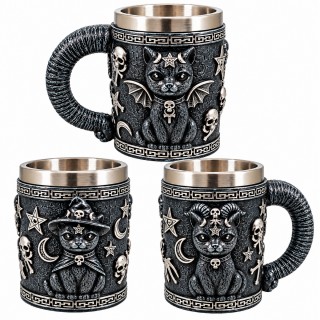 CANECA DE METAL E RESINA 400ML MODELO GATO REF: AP23009B