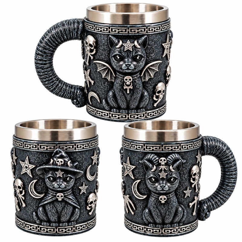 CANECA DE METAL E RESINA 400ML MODELO GATO REF: AP23009B CANECA DE METAL E RESINA 400ML MODELO GATO REF: AP23009B