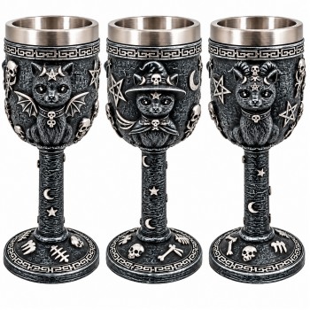 TAÇA DE METAL E RESINA 250ML MODELO GATO REF: AP23010A