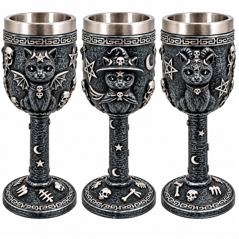 TAÇA DE METAL E RESINA 250ML MODELO GATO REF: AP23010A