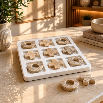 JOGO DECORATIVO DE MESA DE MÁRMORE MODELO JOGO DA VELHA REF: 21987 JOGO DECORATIVO DE MESA DE MÁRMORE MODELO JOGO DA VELHA REF: 21987