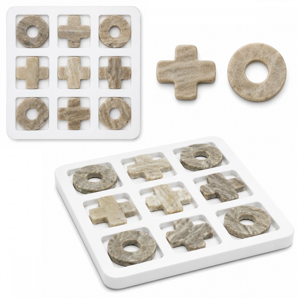 JOGO DECORATIVO DE MESA DE MÁRMORE MODELO JOGO DA VELHA REF: 21987