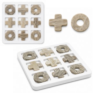 JOGO DECORATIVO DE MESA DE MÁRMORE MODELO JOGO DA VELHA REF: 21987