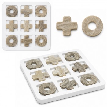 JOGO DECORATIVO DE MESA DE MÁRMORE MODELO JOGO DA VELHA REF: 21987