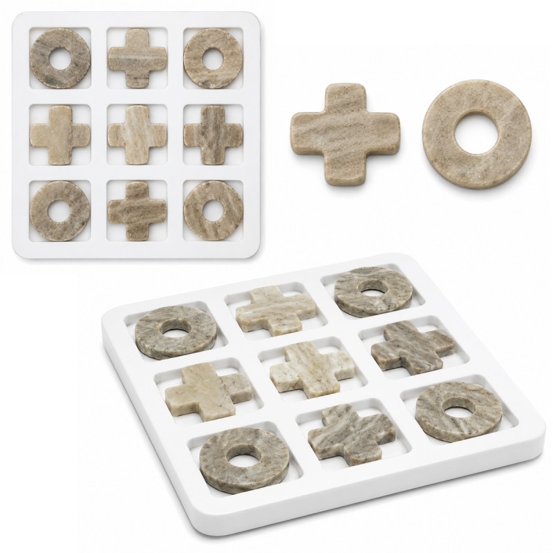 JOGO DECORATIVO DE MESA DE MÁRMORE MODELO JOGO DA VELHA REF: 21987
