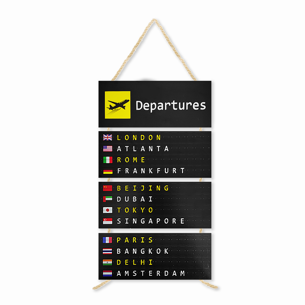 PLACA DE CORDA MODELO DEPARTURES... COM 4 FRASES REF: JPL2025