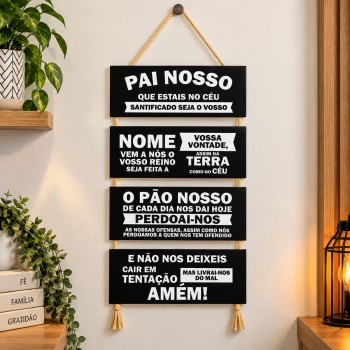 PLACA DE CORDA MODELO PAI NOSSO... COM 4 FRASES REF: JPL2037 PLACA DE CORDA MODELO PAI NOSSO... COM 4 FRASES REF: JPL2037