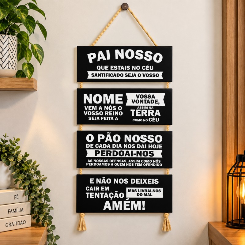 PLACA DE CORDA MODELO PAI NOSSO... COM 4 FRASES REF: JPL2037 PLACA DE CORDA MODELO PAI NOSSO... COM 4 FRASES REF: JPL2037