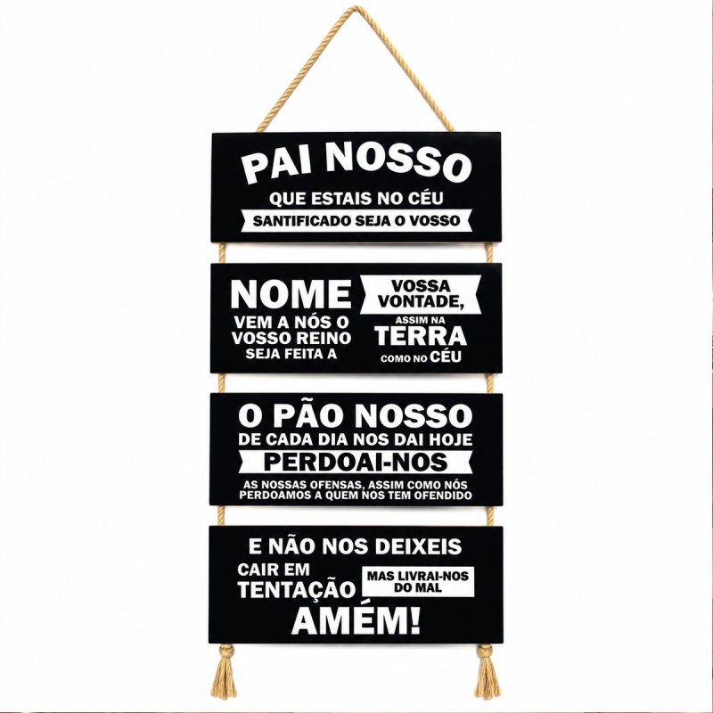 PLACA DE CORDA MODELO PAI NOSSO... COM 4 FRASES REF: JPL2037 PLACA DE CORDA MODELO PAI NOSSO... COM 4 FRASES REF: JPL2037