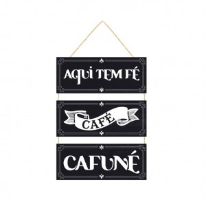 PLACA DE CORDA MODELO AQUI TEM FÉ... COM 3 FRASES REF: JPL2063