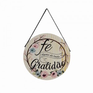 PLACA DE CORDA REDONDA MODELO FÉ E GRATIDÃO  REF: JPL2128