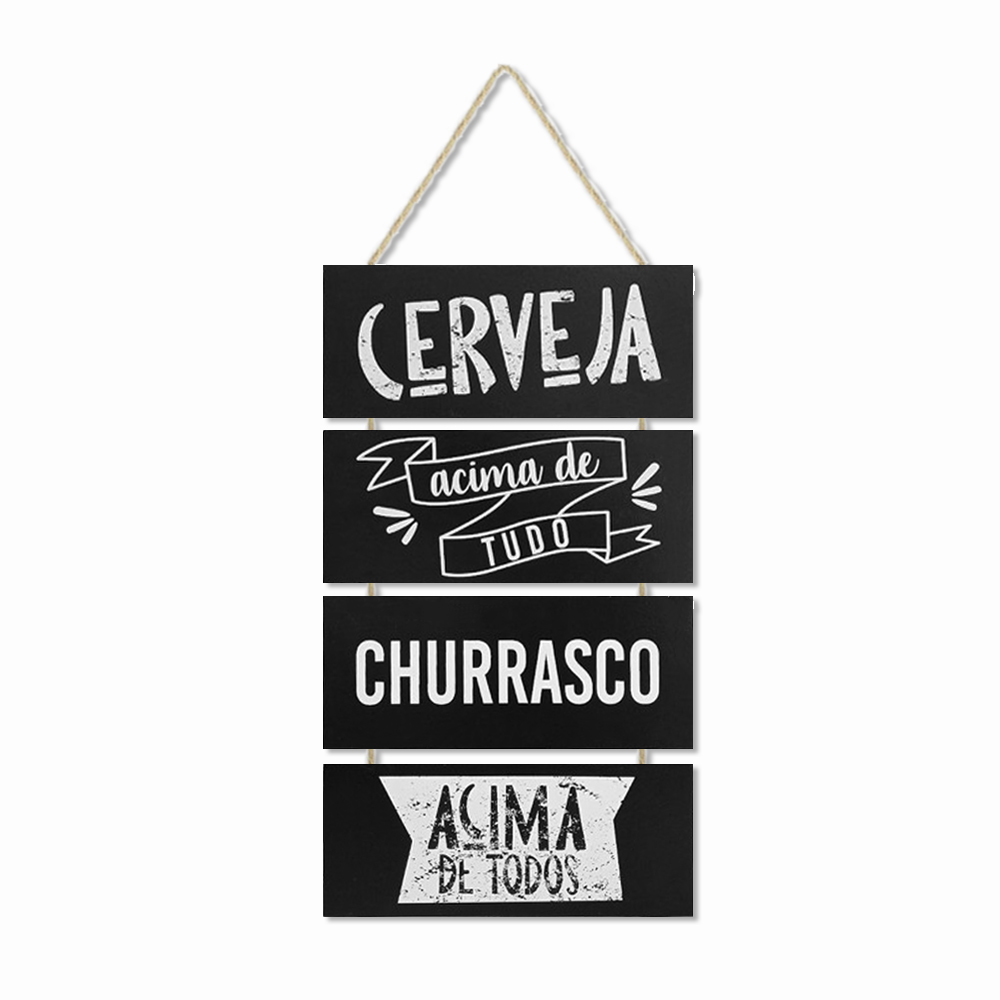 PLACA DE CORDA MODELO CERVEJA COM 4 FRASES REF: JPL2075