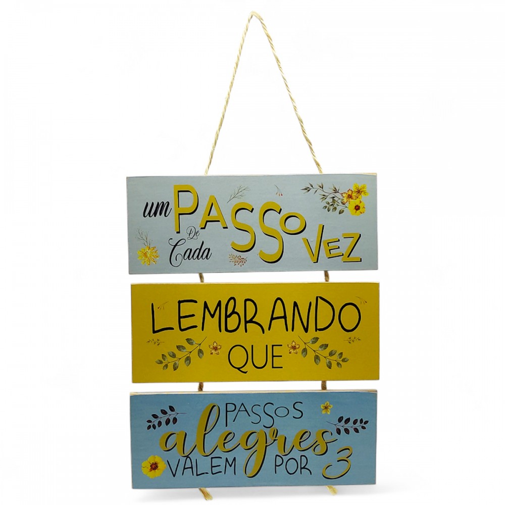 JOGO DE PLACAS DECORATIVAS DE MADEIRA COM CORDA REF: JPL2107 