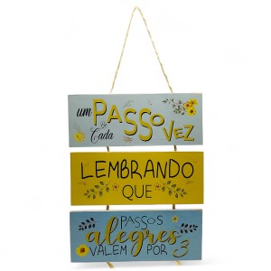 JOGO DE PLACAS DECORATIVAS DE MADEIRA COM CORDA REF: JPL2107 