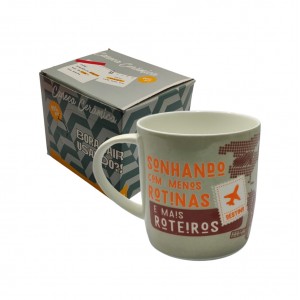 CANECA FRASES MODELO PÉ NA ESTRADA EM CERÂMICA 400ML  REF: 35064