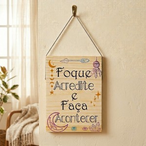 PLACA DECORATIVA DE MADEIRA COM CORDA REF: JPL2133