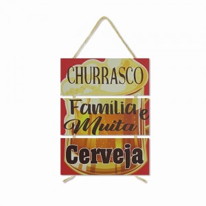 PLACA DE CORDA MODELO CHURRASCO FAMÍLIA COM 3 FRASES REF: JPL2162