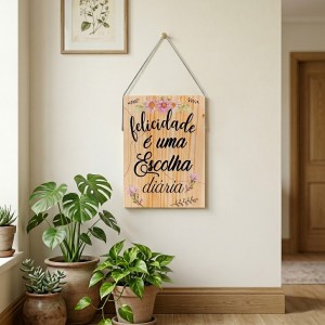 PLACA DECORATIVA DE MADEIRA COM CORDA REF: JPL2206