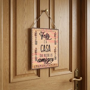 PLACA DECORATIVA DE MADEIRA COM CORDA REF: JPL2207