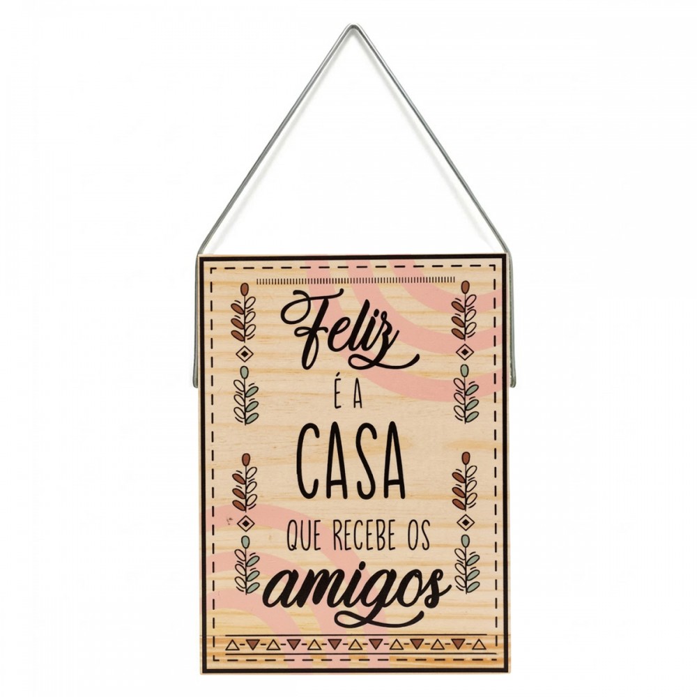 PLACA DECORATIVA DE MADEIRA COM CORDA REF: JPL2207