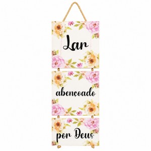 JOGO DE PLACAS DECORATIVAS DE MADEIRA COM CORDA REF: JPL2229